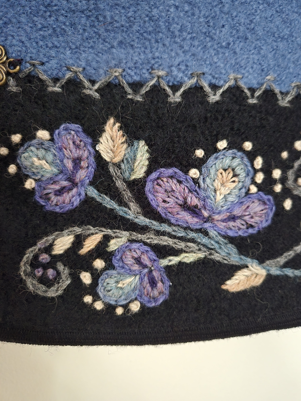 Blue Embroidered Women’s Vest with Decorative Frog Closures - Picture 4 of 13